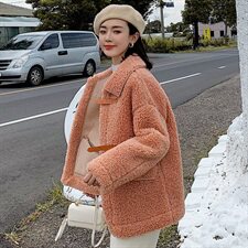 2021秋冬新款颗粒绒羊羔毛皮毛一体外套短款女，女装棉衣/棉服，潮品会