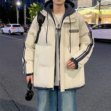 棉衣男冬季新款港风宽松假两件连帽青少年棉服MF8587-P95(现货），男装棉衣，星座214-3