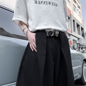 慵懒风韩系宽松显瘦垂感百搭休闲裤男女弯刀裤走秀款潮图片