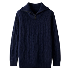 男士翻领毛衣秋冬季新款舒适潮流时尚百搭宽松羊绒衫，男装羊绒套衫，忠诺羊绒高端店