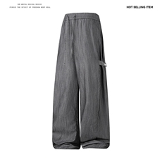 大码潮流亚麻休闲裤夏季薄款复古直筒宽松阔腿裤504-K878-特P40，男装休闲裤，星座504