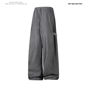 大码潮流亚麻休闲裤夏季薄款复古直筒宽松阔腿裤504-K878-特P40图片