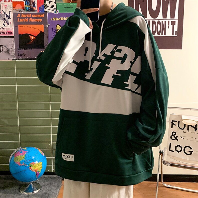 280斤可穿连帽卫衣男2023秋季新款港风加大码宽松休闲胖子上衣潮图片