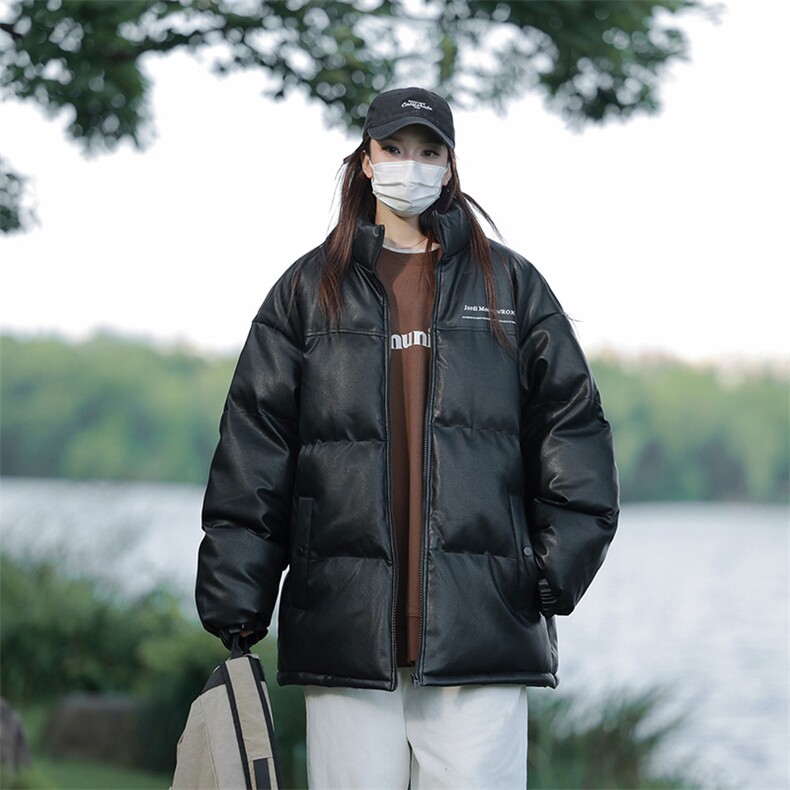 港风潮牌新款亮皮防水立领棉服潮流保暖棉衣M083S-P100控139,男装棉衣,星座717