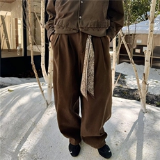美拉德咖色高腰阔腿休闲男春秋2026新款宽松直筒慵懒风工装裤子，男装工装外套，星座506A