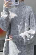 MY7150-特P69软糯厚实设计感男女同款情侣大码宽松针织外套毛衣，男装针织衫/毛衣，电商A059