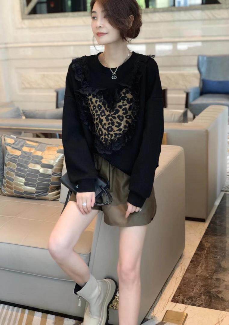 现货豹纹爱心空气层卫衣，女装卫衣/绒衫，魅力布梵