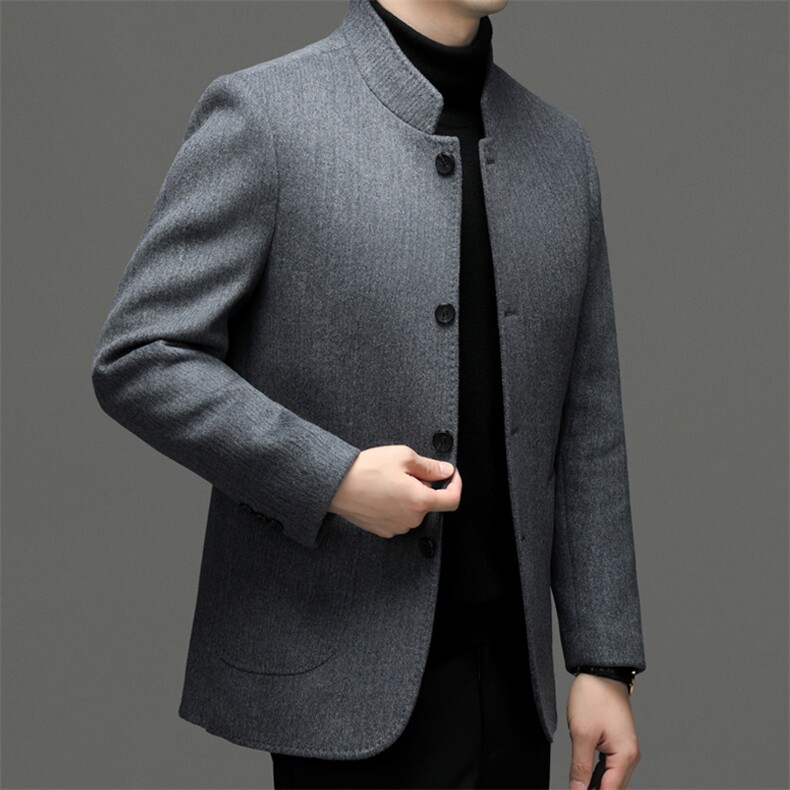 简约双面尼外套中青年男士冬季新款时尚休闲XL-AL--W2308-P220,男装毛呢大衣,钱塘6003（原4033）