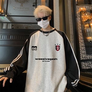 抖音得物供货 提供视频 秋冬重磅美式宽松织带圆领卫衣0702图片