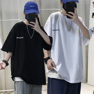 XZ115A-T06 200克纯棉男女字母印花大码S-5XL 10色T恤衫圆领半袖图片