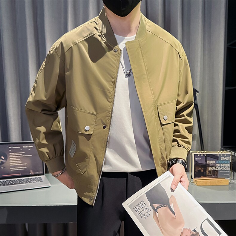 社会小伙秋装新款男时尚工装夹克男店主外套JK81B-P78 控128 卡其图片
