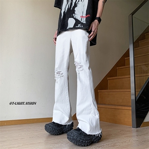 B221 美式ins高街暗黑休闲弹力微喇破洞牛仔裤 LK23089-P65 控88图片
