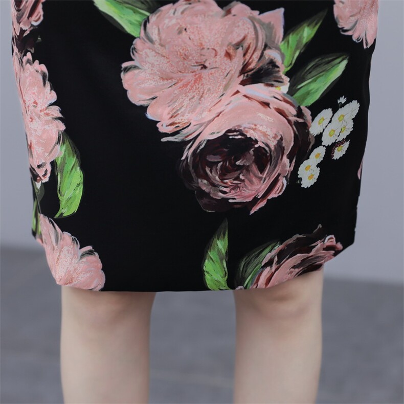 2021夏季牡丹花色一步裙中腰印花收腰韩版百搭简约,女装半身裙,瑶迪依秀