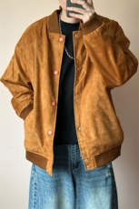 现货鹿皮绒夹克外套宽松休闲绣花棒球服男A351-AJ2595-特批P95，男装夹克，电商A351