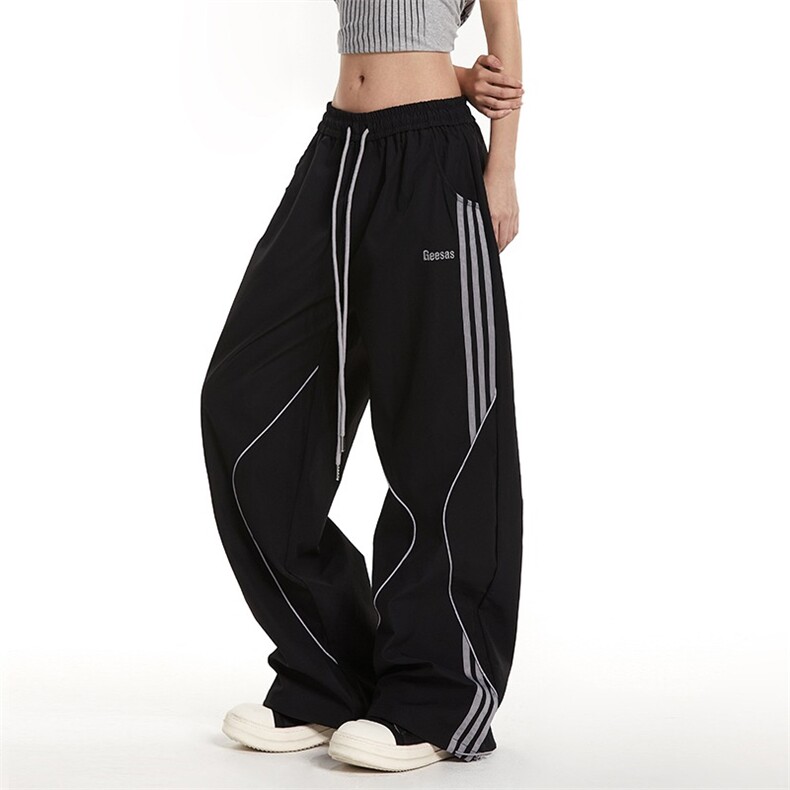 美式复古条纹运动裤男潮牌高街情侣款直筒休闲长裤DA355-P43，女装休闲裤，星座208-5