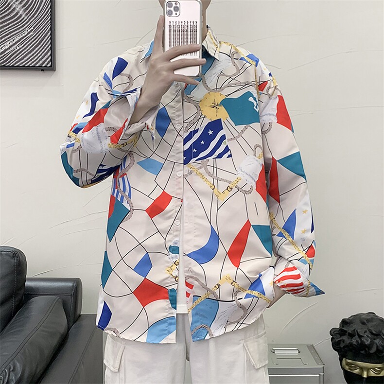 长袖衬衫男港风日系衬衫C9634P27,男装衬衫,星座1116-2