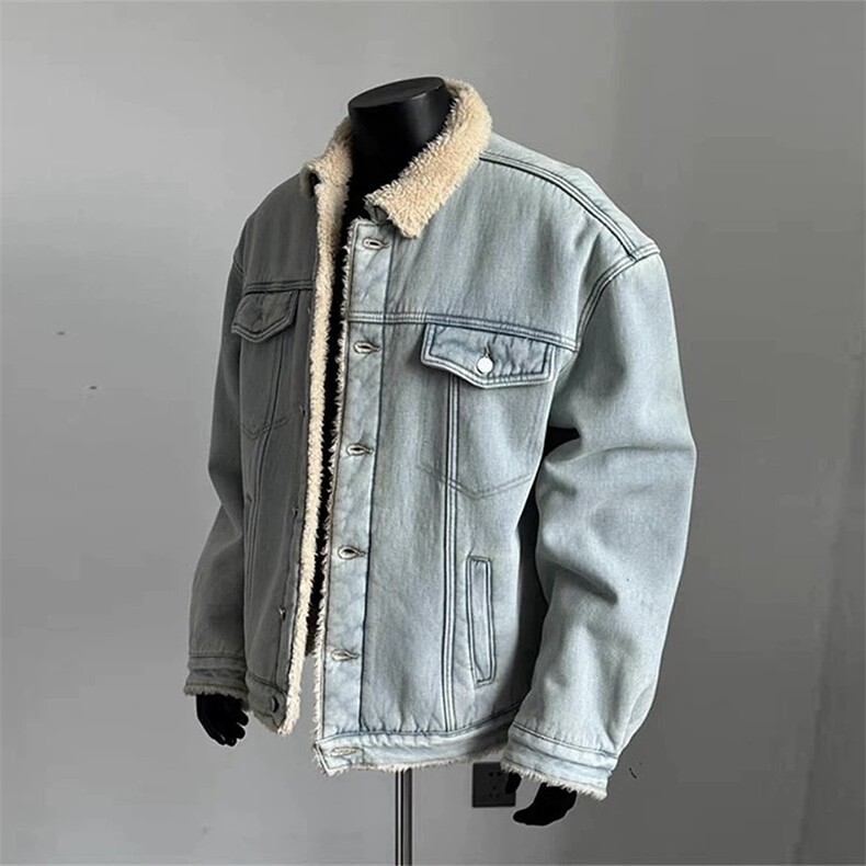 AA1779P95现货美式复古小众cleanfit羊羔毛牛仔外套图片