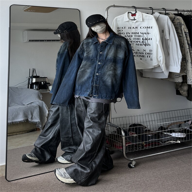 复古牛仔外套男秋潮牌痞帅炸街上衣设计感潮流时尚牛仔JK1106-P85,男装夹克,星座1103-3