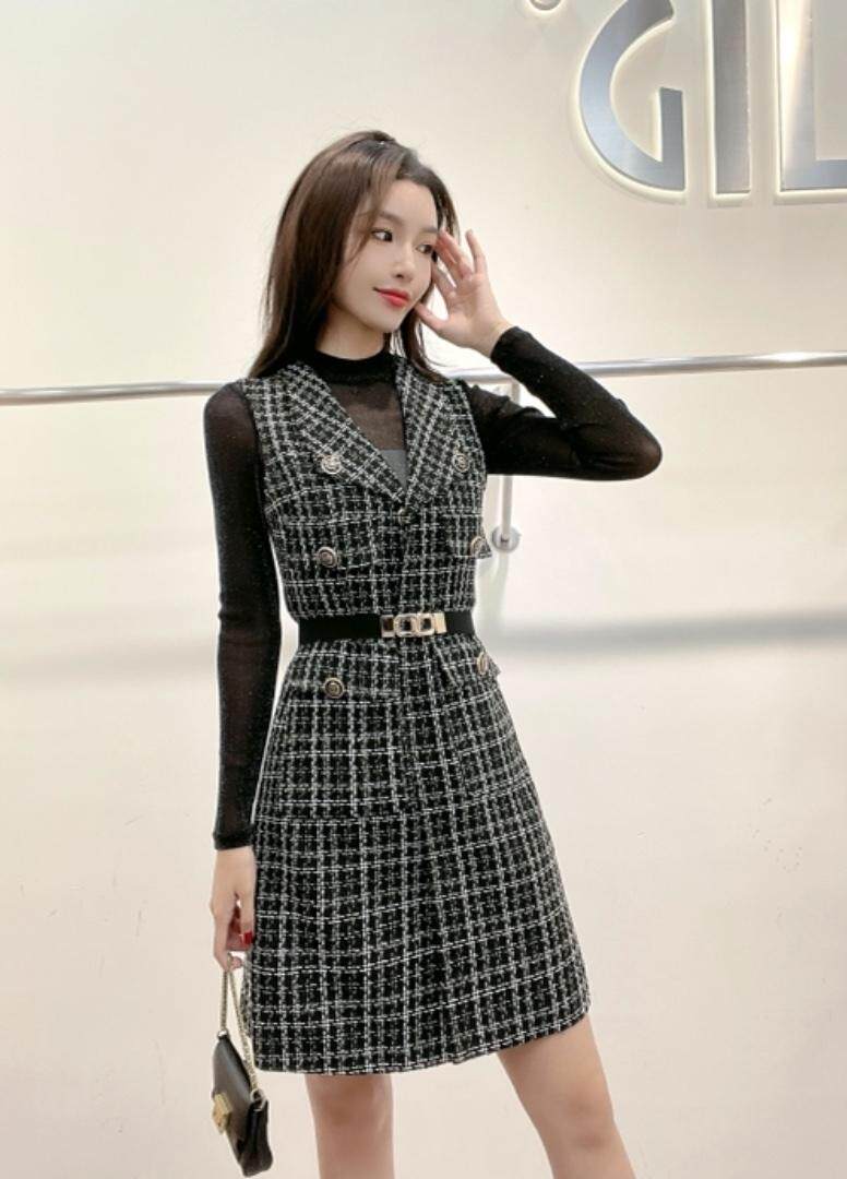 现货秋冬真两件连衣裙，女装连衣裙，嘉利得