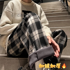A165-K8089-P60控75~备货5000~羊羔毛加绒加厚保暖格子休闲裤长裤，男装棉衣，电商A165