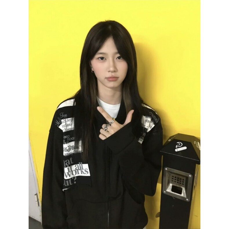 美式高街字母贴布开衫卫衣外套JK0158-P50,女装短外套,星座313A(原308A-2)