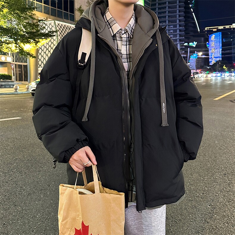 冬季假两件冬季外套韩版连帽加厚棉服运动休闲外套MY5062P-70,男装棉衣,电商A128