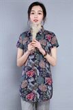 排多扣原创设计碎花2021年夏季短袖修身纽扣印花衬衫，女装衬衫，丽影随形