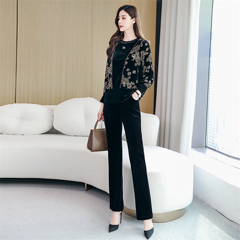 时尚套装女春秋2023新款欧洲站显瘦名媛妈妈装时髦洋气减龄两件套,女装套装/套裙,韩然一族