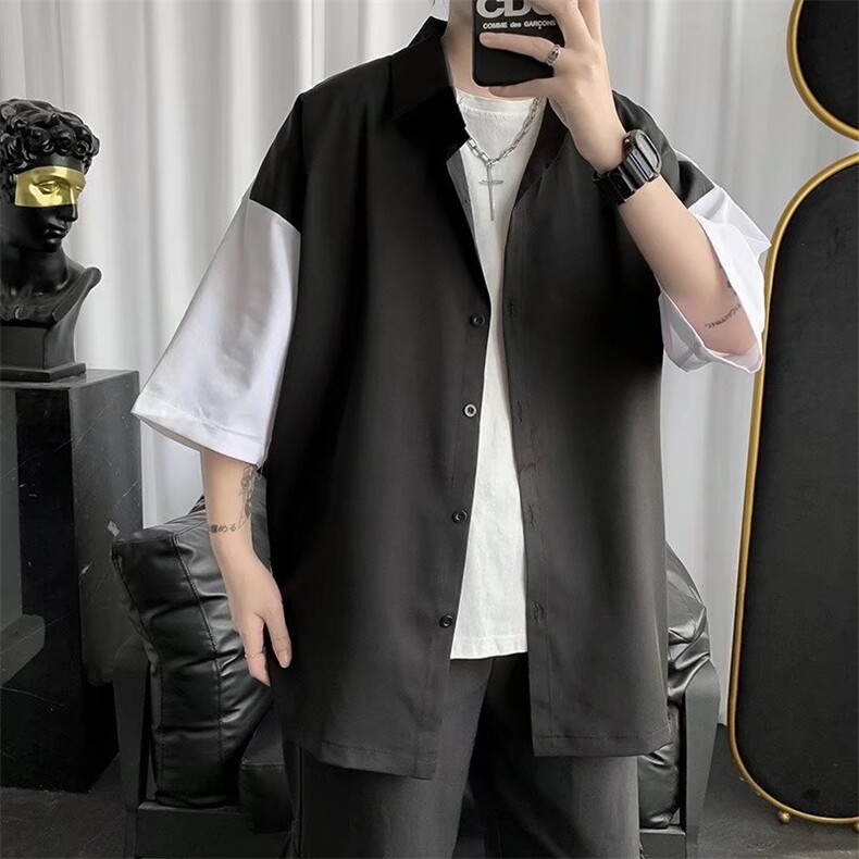 五分袖衬衫春款男港风潮流C00005P30,男装衬衫,星座1116-2