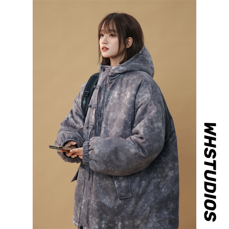 加绒加厚盘扣棉衣男女棉服新中式连帽面包服棉袄外套【G1616-P95图片