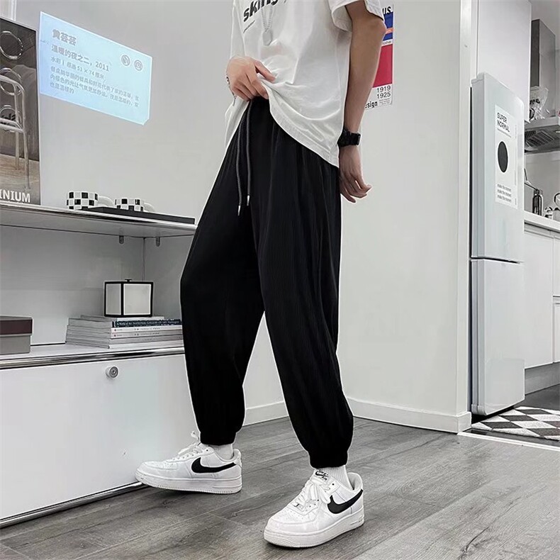 男士休闲裤春夏季潮牌ins痞帅炸街宽松丝螺纹运动裤FK24P22,男装休闲裤,星座1116-2