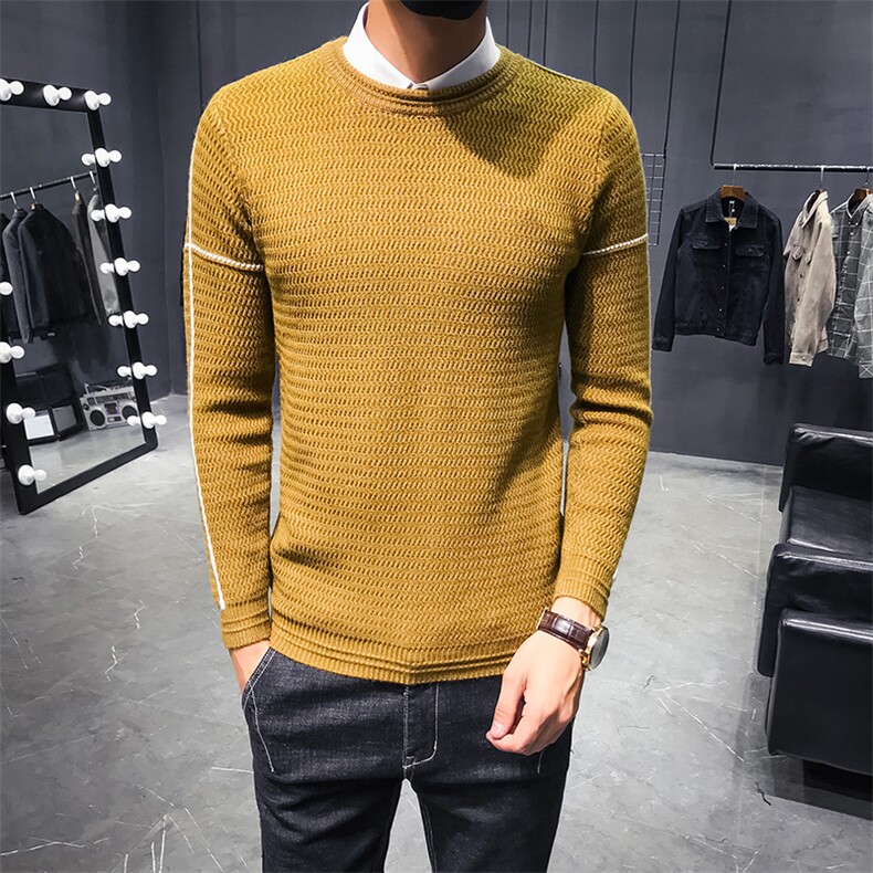 秋冬新款新料高品质明线毛衣修身男M1003-P65，男装针织衫/毛衣，电商C301