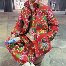 Z01大花棉袄加绒裤套装新中式汉服男女表演出保暖防寒棉衣棉服潮，男装棉衣，星座115A(原星座507）