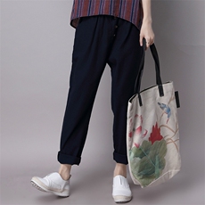 2021年秋季常规长裤口袋直筒均码中腰棉布，女装裤子，独衣靓