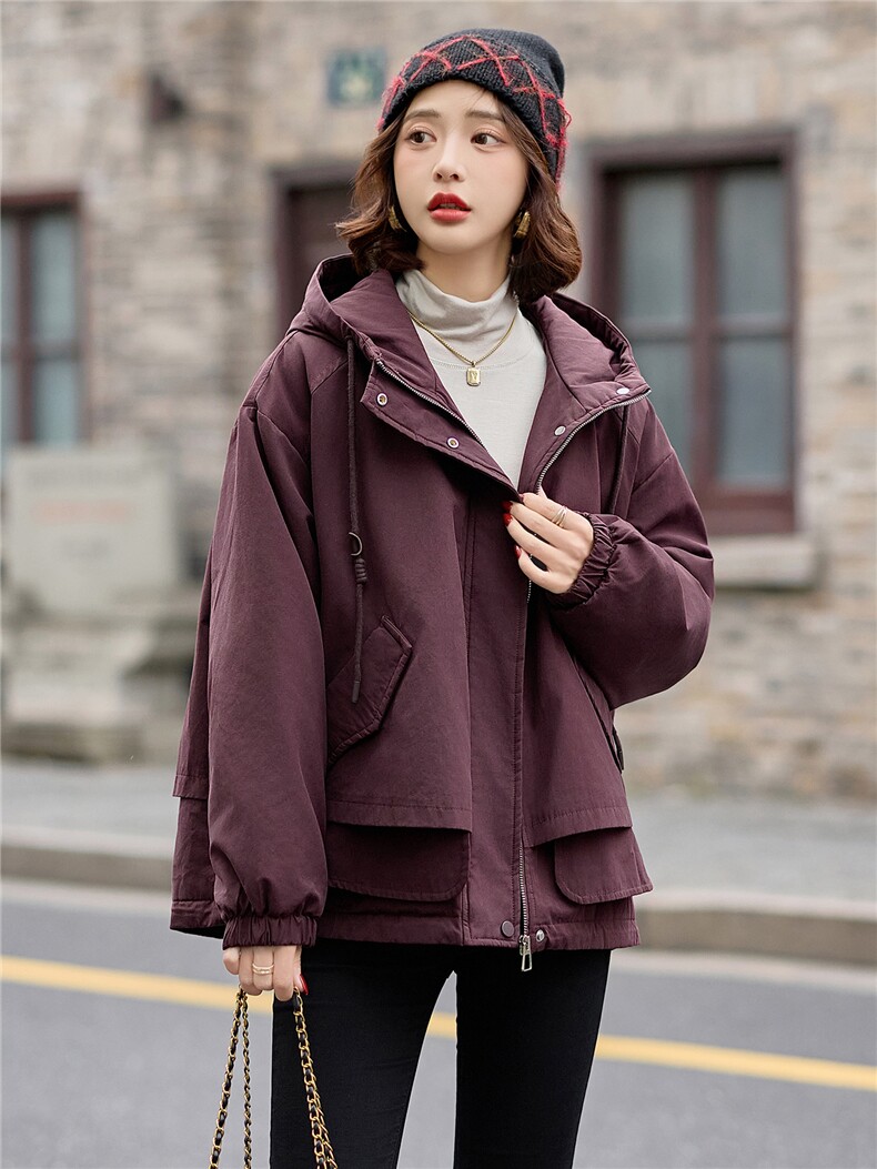 2025冬季女装新款大量现货时尚休闲连帽加棉派克服棉服,女装派克服,魅衣本色