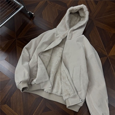 仿兔毛连帽座山雕外套美式皮棉衣男冬季加绒加厚棉服LM60477-P95，男装棉衣，星座1008