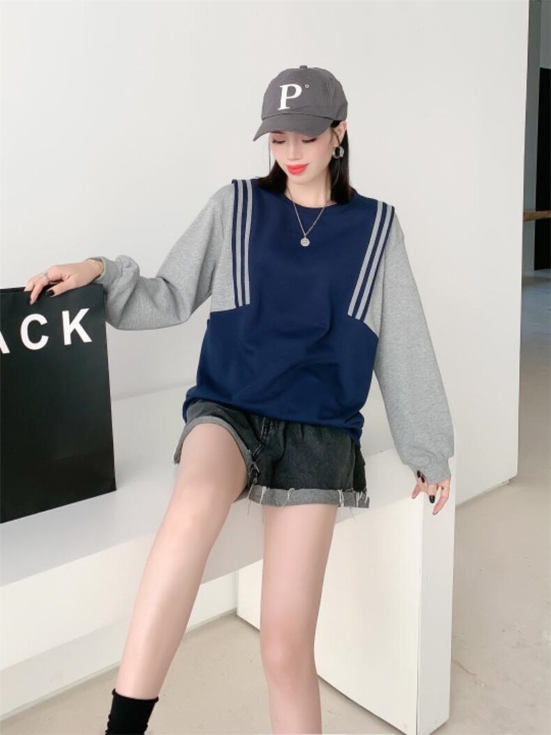 撞色拼接卫衣,女装卫衣/绒衫,依诺阁