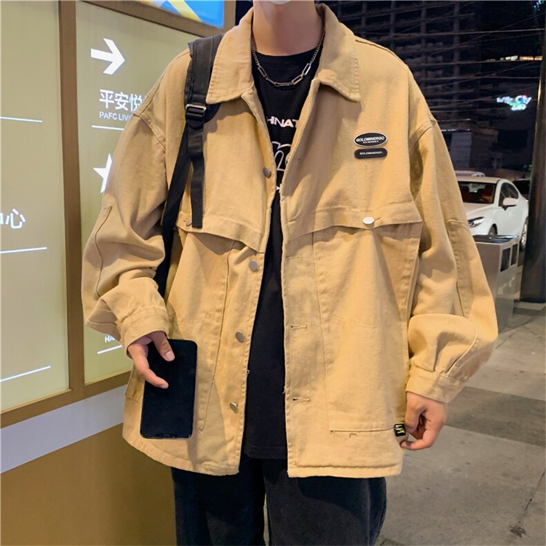 新款2022日系工装外套男潮流复古宽松翻领夹克休闲上衣W5357-P62,男装夹克,星座512-2