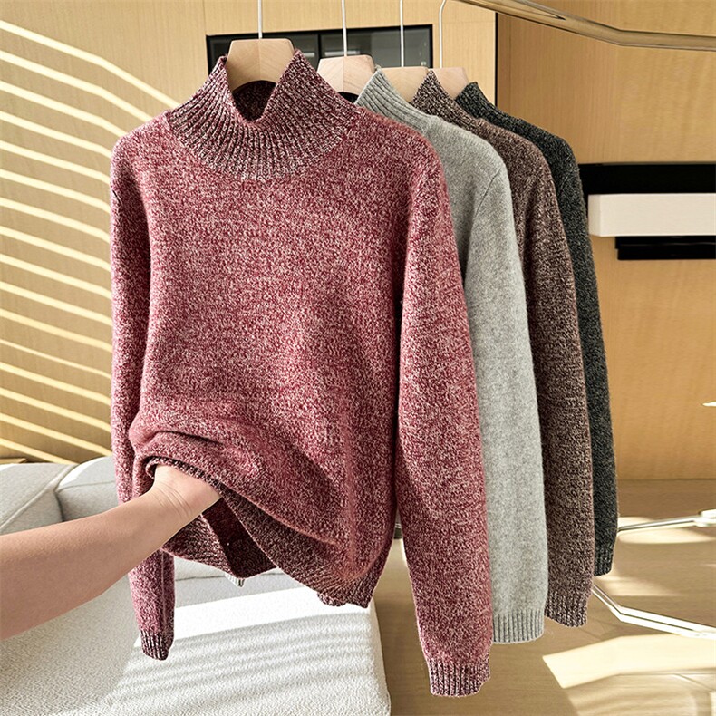 2025年秋季时尚百搭通勤简约休闲花纱半高，女装针织衫/毛衣，端硕羊绒