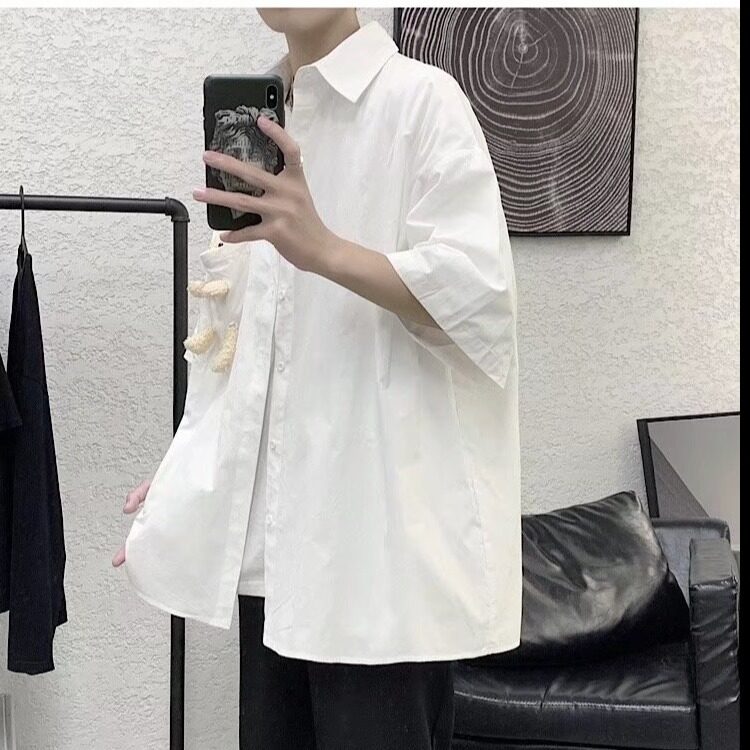日系条纹短袖衬衫男潮牌潮流少年感穿搭半袖衬衣外套式夏,男装衬衫,星座218-1（原230）