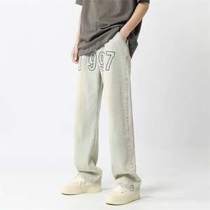 2024新款美式高街1997刺绣宽松牛仔裤男直筒313A-1-NZ030-P55控68图片