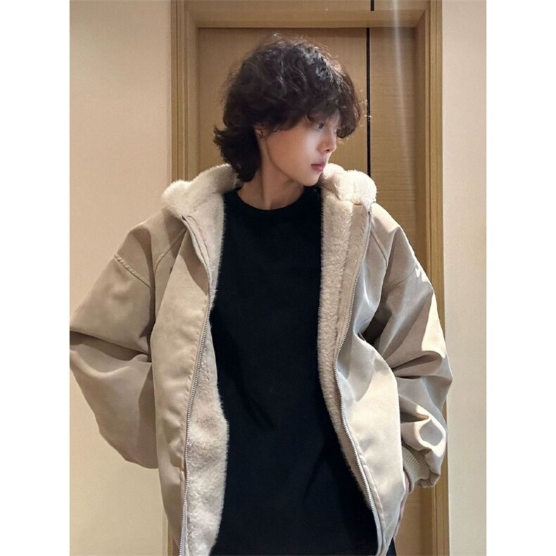 荔枝纹皮座山雕外套男女款冬季加绒加厚皮衣棉服美式毛领夹克棉衣,男装夹克,星座506A