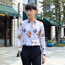 秋冬潮流个性花衬衫男长袖韩版休闲印花衬衣A470-CS101，男装衬衫，电商A207