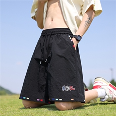 万针刺绣设计冰丝短裤男夏款2025新款中裤815A-DK24-P40控68，男装牛仔裤，星座815A