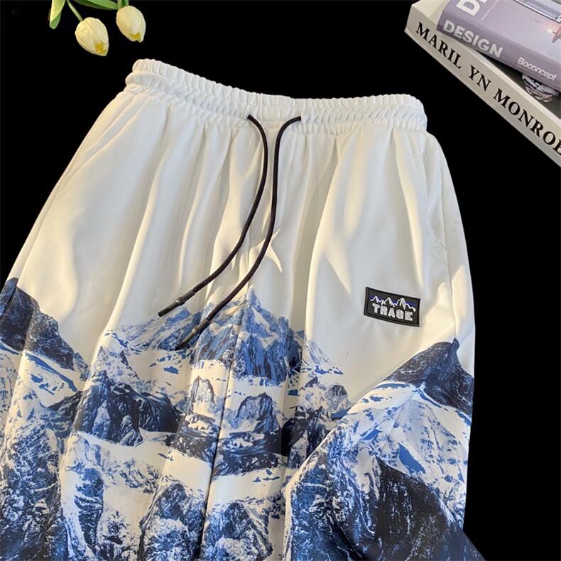 五分裤男2025夏季新款短裤沙滩裤印花雪山休闲裤衩中裤K1080-P26,男装牛仔裤,星座207