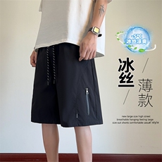 特批P25无差价25夏季百搭拼接拉链冰丝薄款大码工装短裤男DK5887，男装休闲裤，电商A001-1