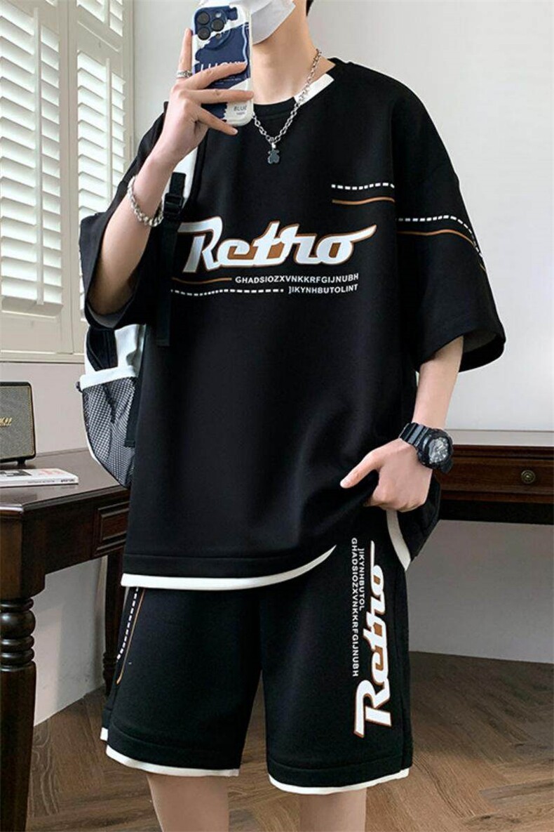 84309-P55夏季短袖T恤男套装休闲两件套,男装T恤,电商D310B