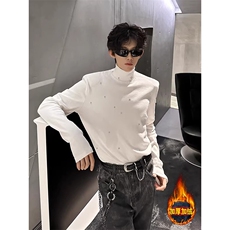 【003】珍珠潮牌打底衫男秋冬季修身内搭长袖T恤A079-Y19-P48，男装T恤，电商A079