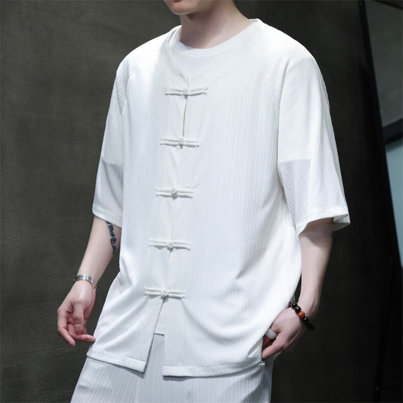 2025夏季新款风男装汉服盘扣新中式开衫唐装竖纹衬衫C101-P45,男装衬衫,电商B277(原6028)
