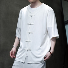 2025夏季新款风男装汉服盘扣新中式开衫唐装竖纹衬衫C101-P45，男装衬衫，电商B277(原6028)